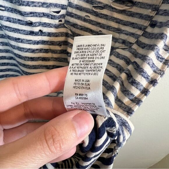 ✨ Free People Tommy Tee Striped Distressed Tunic Tee Shirt Oversized Holes XS - Picture 8 of 11